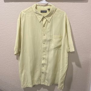 Roundtree & Yorke | Button Down Collared Shirt Yellow and Blue 3XL